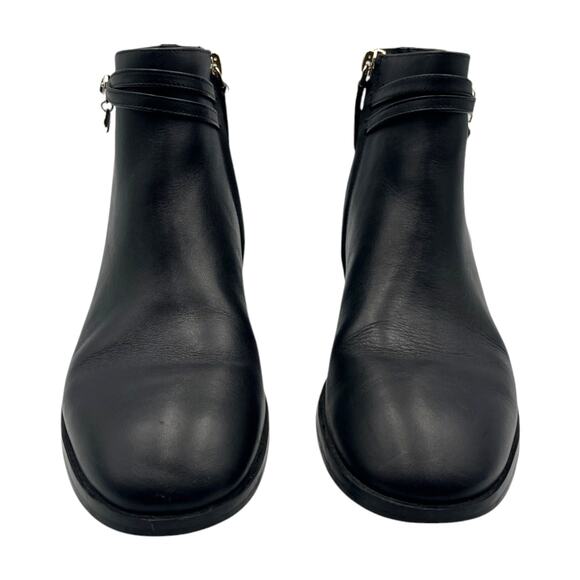 Kate Spade Black Leather Ankle Boots Spade Gold Charm Size 7.5 - Picture 3 of 8